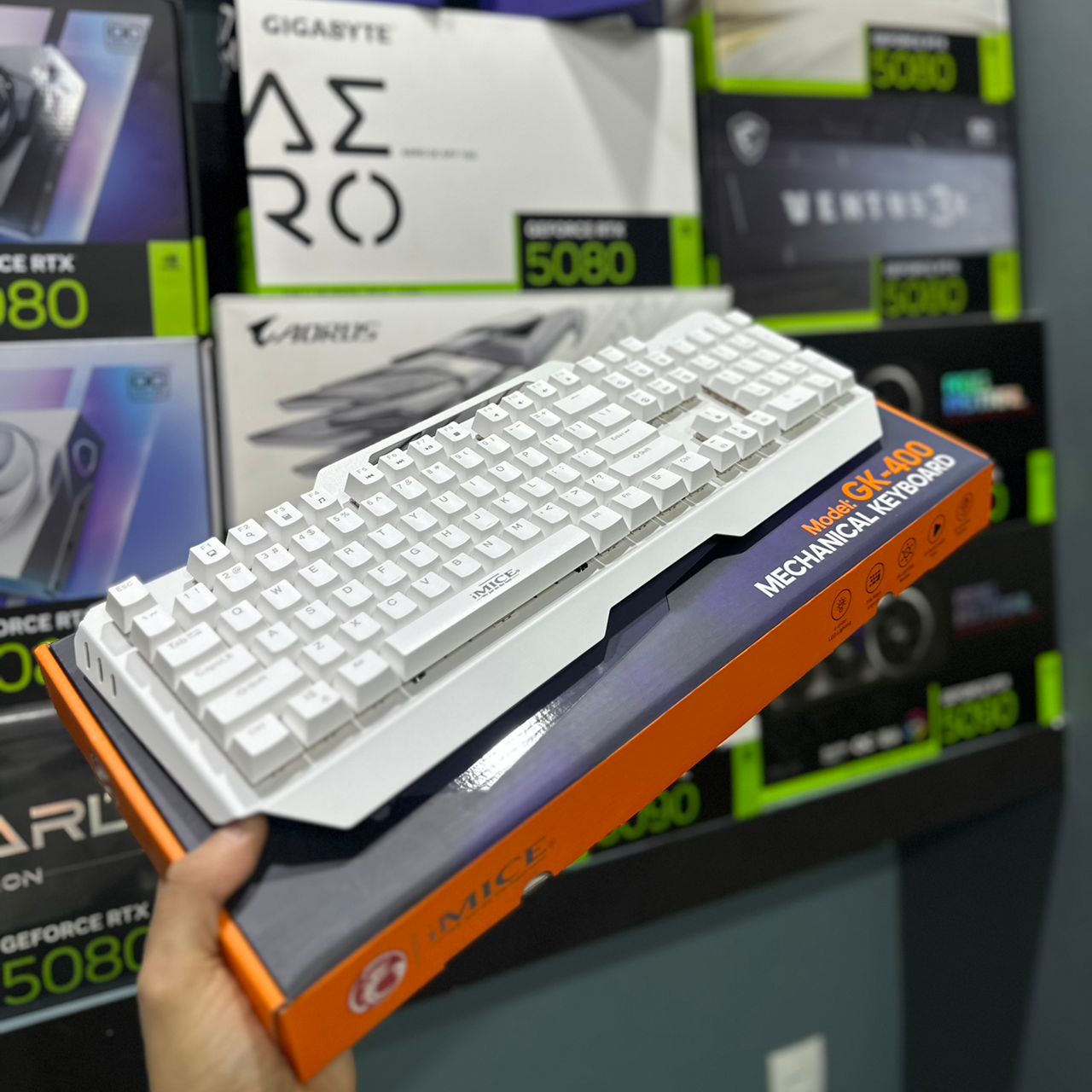 CLAVIER MECANIQUE GAMING IMICE GK-400 WHITE RED_SWITCH RGB